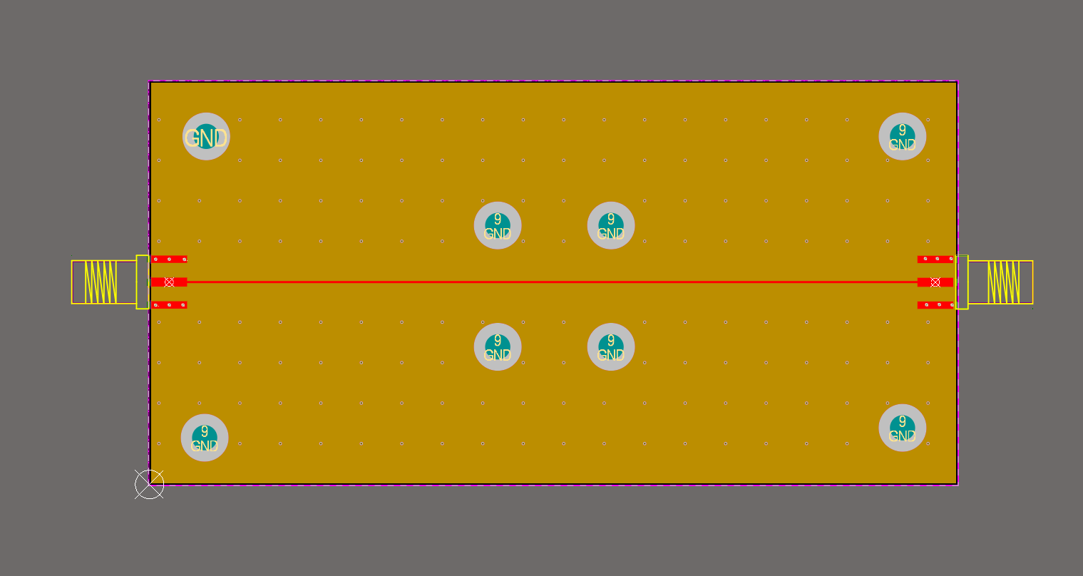 Altium layout of the reference board with intact ground plane